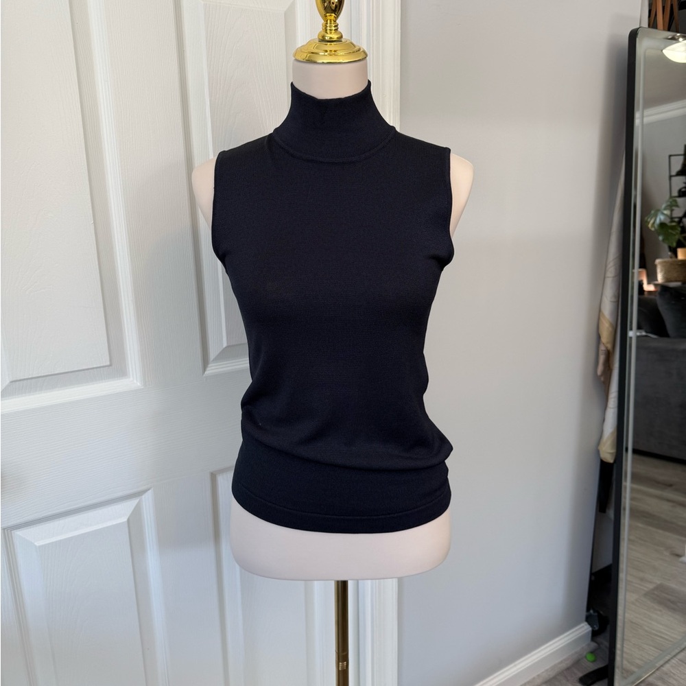Navy Sleeveless Turtleneck Top